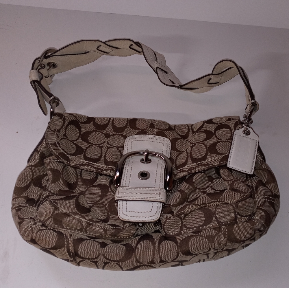 COACH Soho white Monogram Signature Shoulder Purse Hang Bag A0869-11862